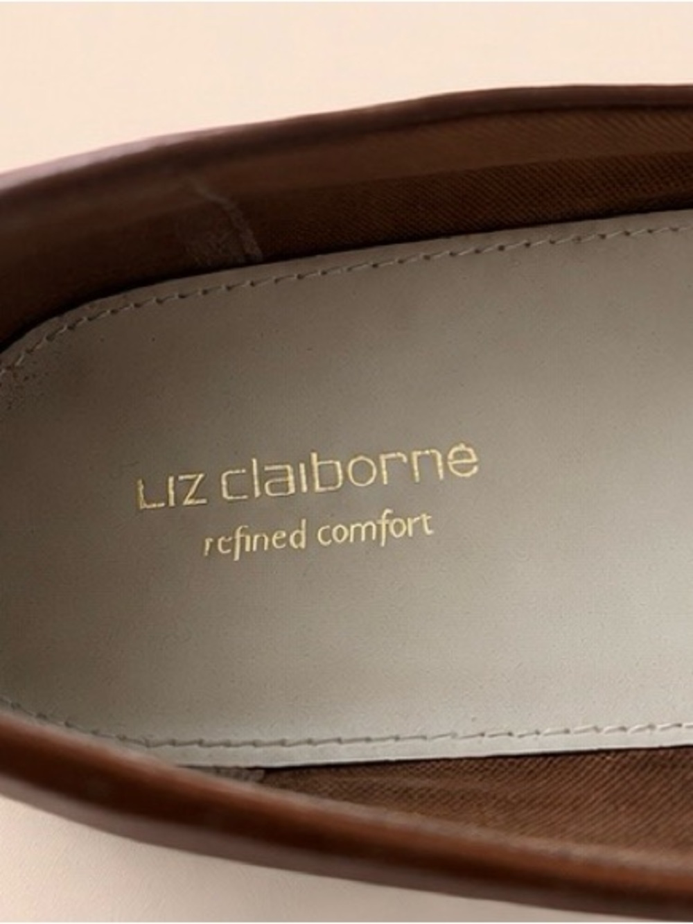 Liz Claiborne Brown Penny Loafers with Gold Accent Size 8 - Picture 4 of 5